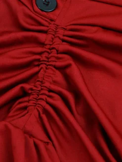 Fashion Retro Stage Halloween Solid Lace Gothic Ruffle Skirt Wine Red