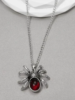 Outlet Retro Stage Halloween Spider Blood Drop Pendant Necklace