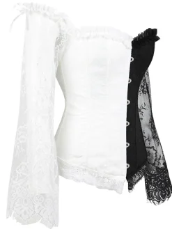 Online Retro Stage Halloween Steampunk Lace Patchwork Corset
