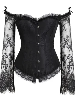 Online Retro Stage Halloween Steampunk Lace Patchwork Corset