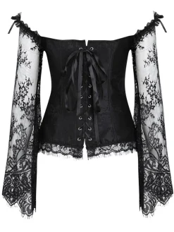 Online Retro Stage Halloween Steampunk Lace Patchwork Corset