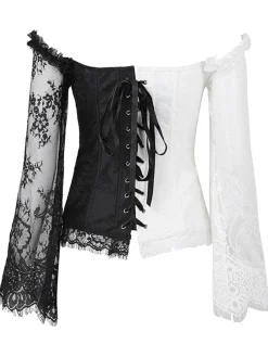 New Retro Stage Halloween Steampunk Lace Patchwork Corset