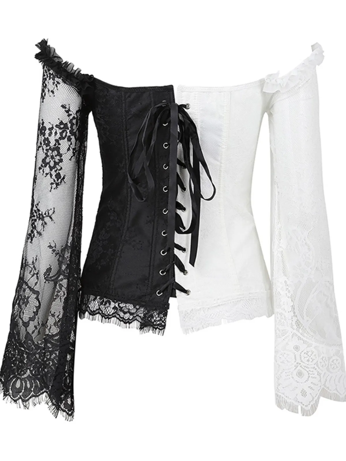 New Retro Stage Halloween Steampunk Lace Patchwork Corset