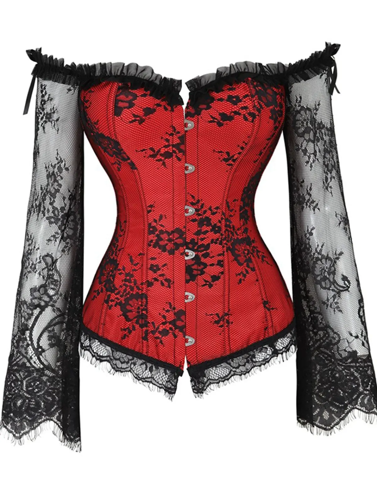 New Retro Stage Halloween Steampunk Lace Patchwork Corset