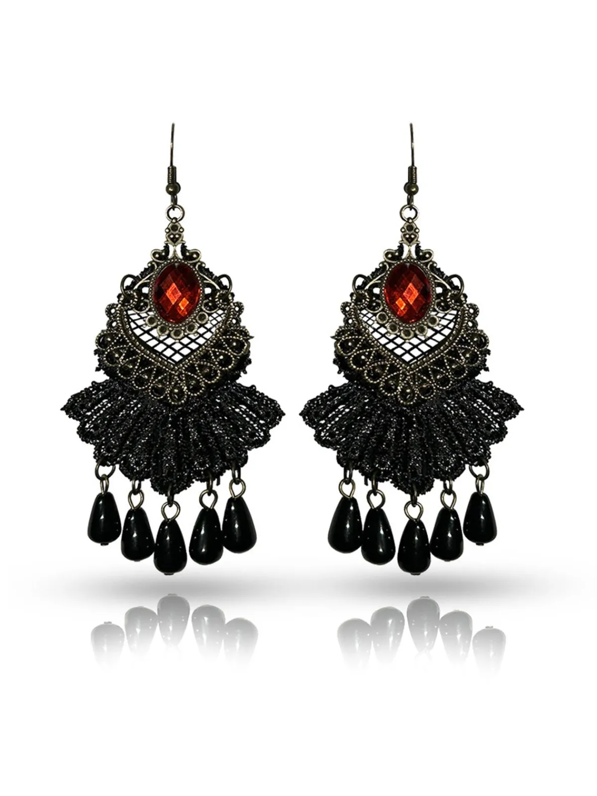 Online Retro Stage Halloween Vintage Ruby Beading Earrings