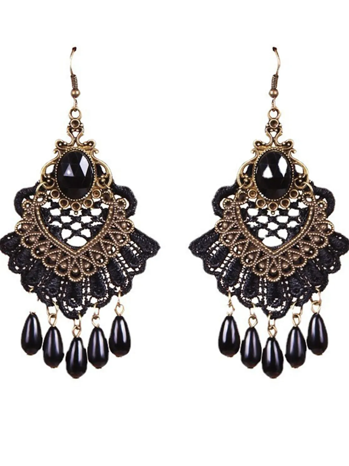 Online Retro Stage Halloween Vintage Ruby Beading Earrings
