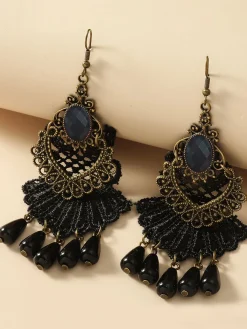Online Retro Stage Halloween Vintage Ruby Beading Earrings