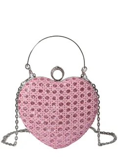 Clearance Retro Stage Heart Rhinestone Chain Evening Handbag