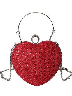 Clearance Retro Stage Heart Rhinestone Chain Evening Handbag