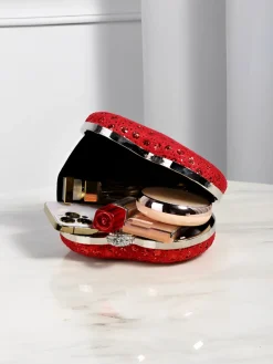 Clearance Retro Stage Heart Rhinestone Chain Evening Handbag