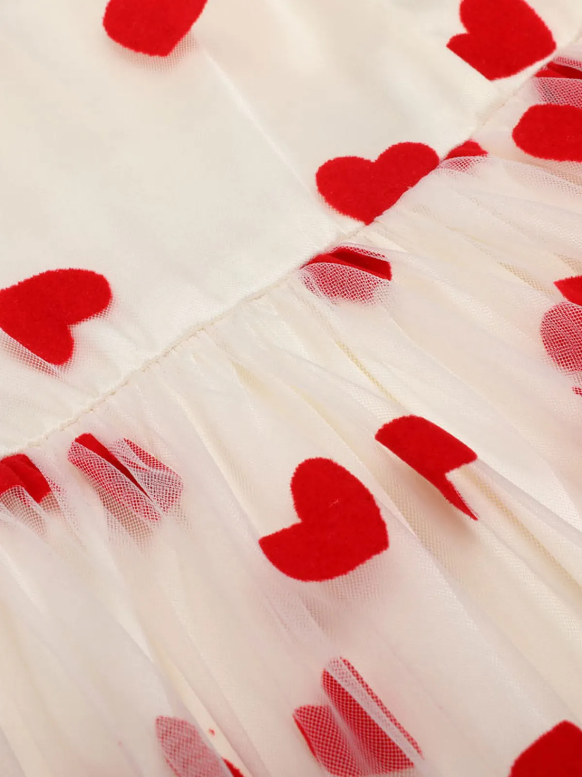 New Retro Stage Heart 1950s Mesh Sling Dress White