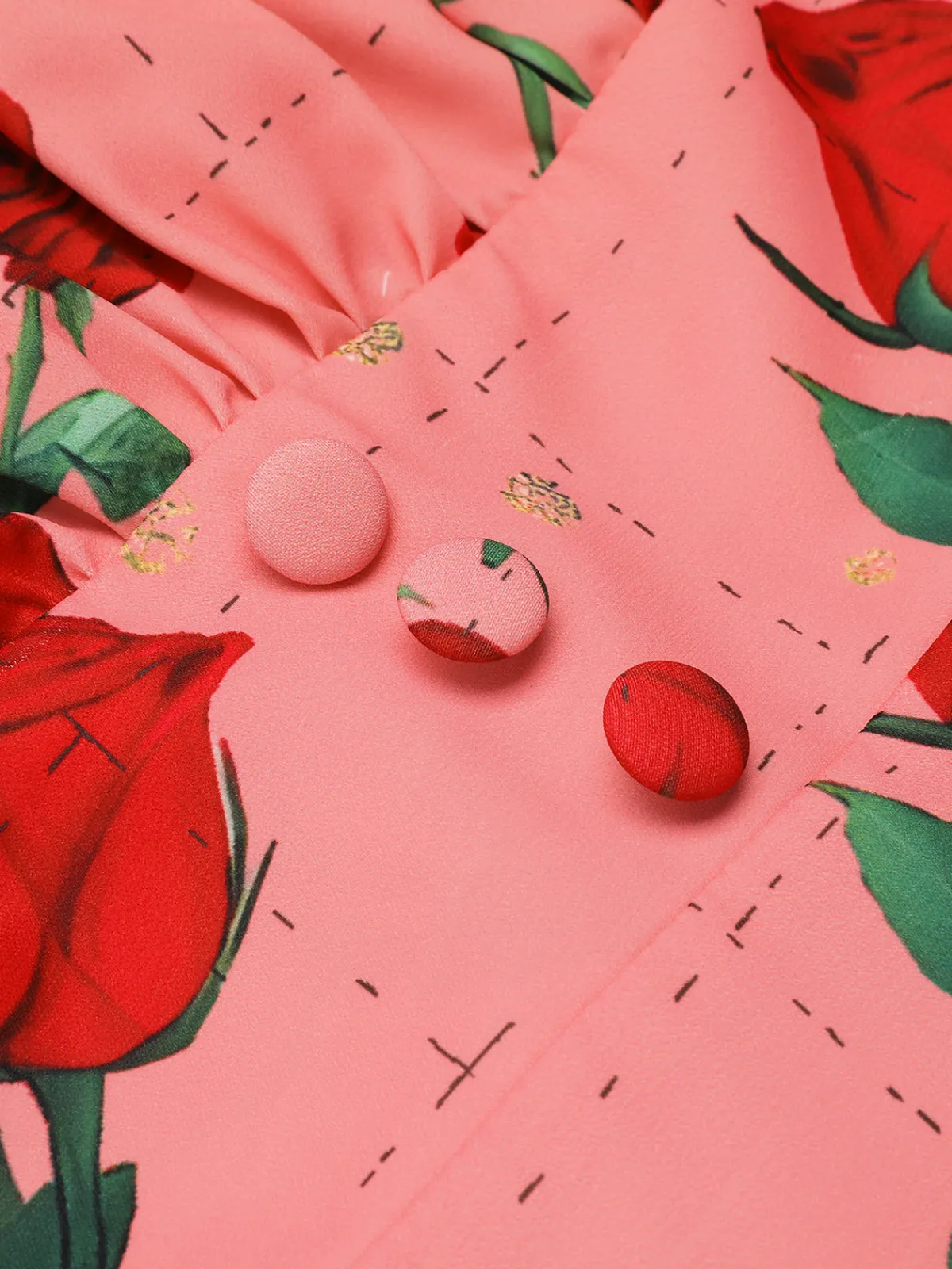 Online Retro Stage High Waist Suspenders Rose Dress Pink