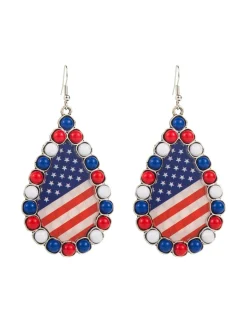 Hot Retro Stage Independence Day Flag Beaded Earrings