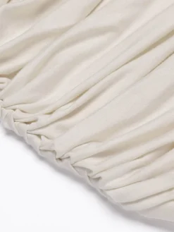 Clearance Retro Stage 1960s Cap Sleeve Slim Pleated Dress Ivory