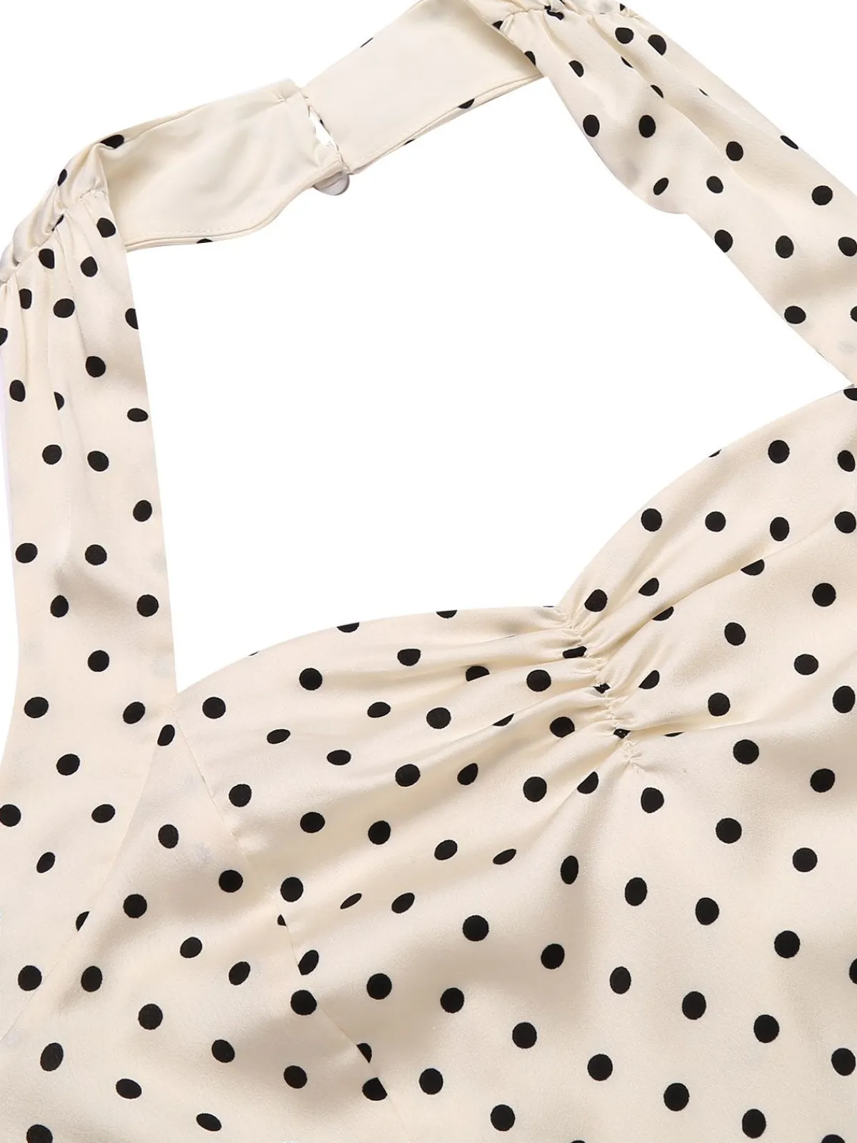 Clearance Retro Stage 1960s Polka Dot Halter Pencil Dress Ivory