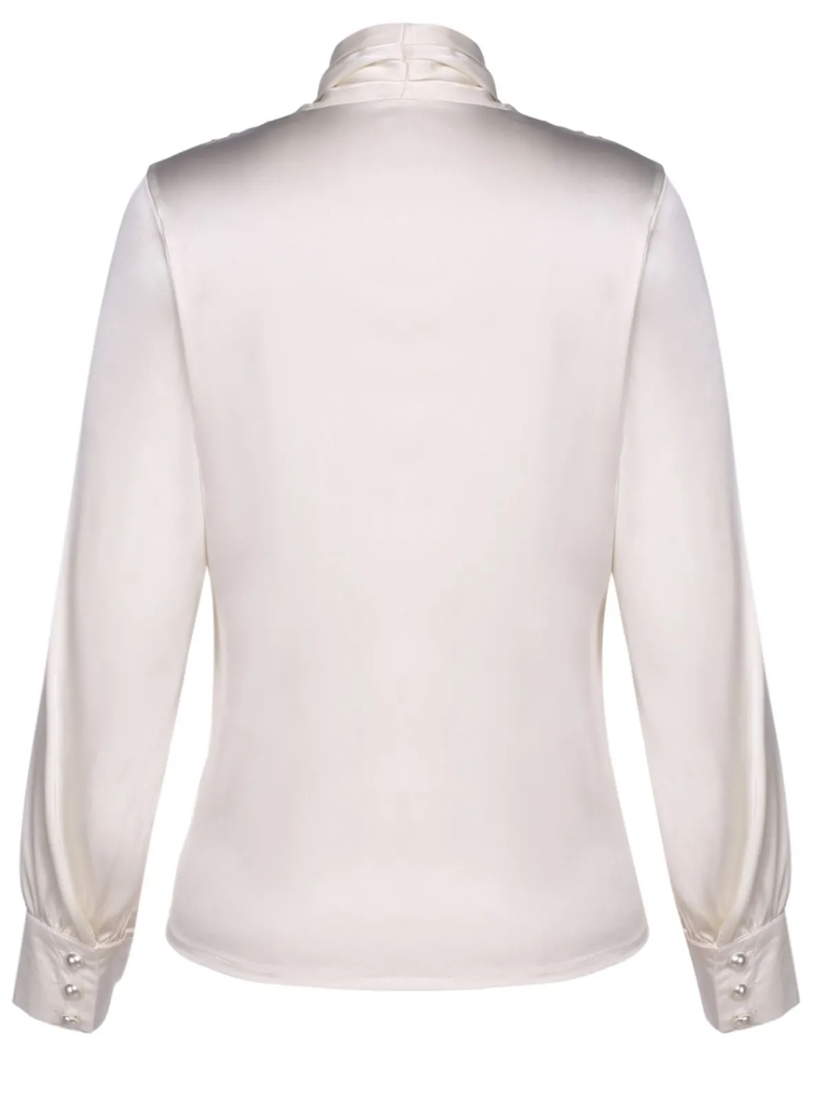 Discount Retro Stage 1930s Solid Long Sleeve Blouse Ivory
