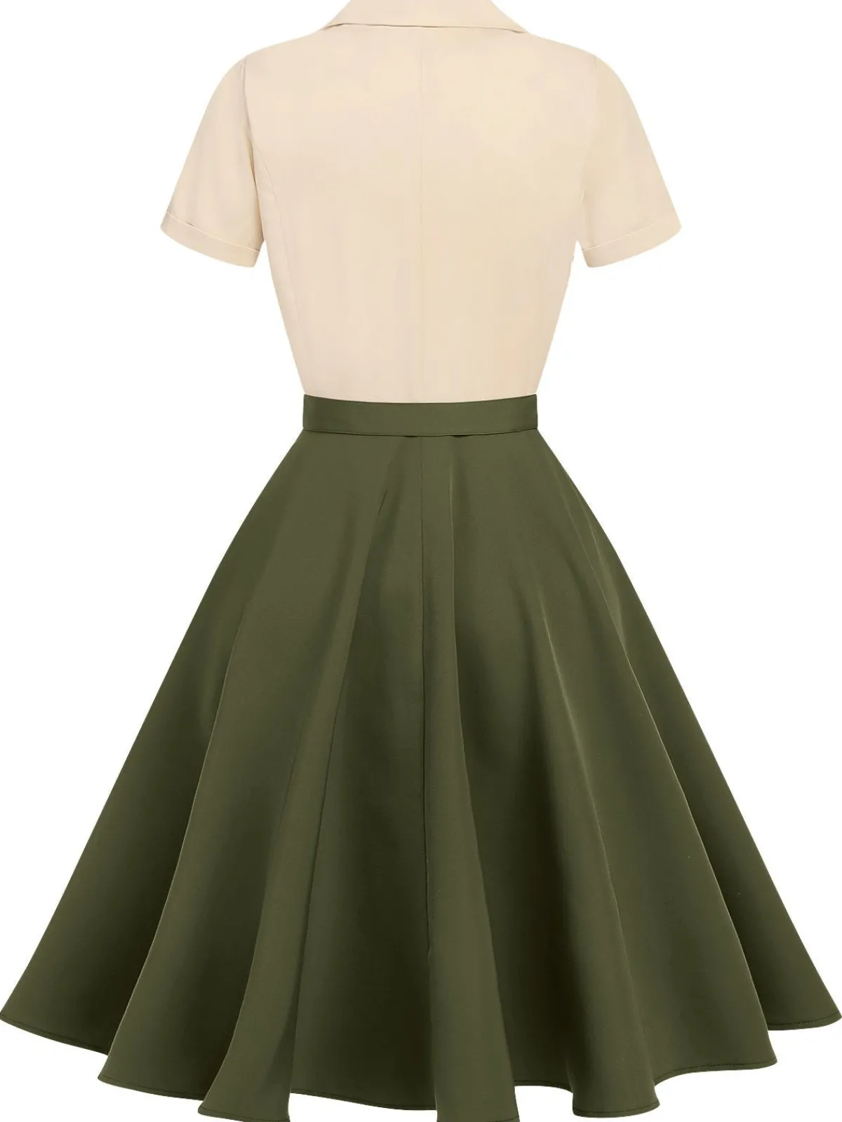 Outlet Retro Stage Khaki Green 1950s Vintage Button Dress