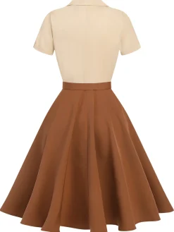Outlet Retro Stage Khaki Green 1950s Vintage Button Dress
