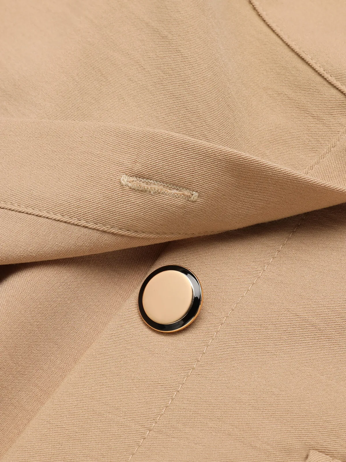 Fashion Retro Stage 1950s Big Pockets Button Skirt Khaki