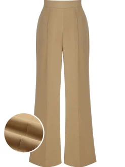Fashion Retro Stage 1940s High Waist Wide Leg Pants Khaki
