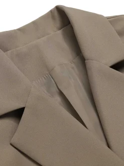 Discount Retro Stage 1950s Lapel Suit Long Sleeve Coat Khaki