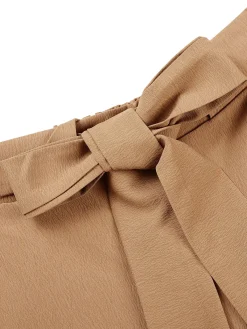 Online Retro Stage 1930s Solid Belt Pants Khaki