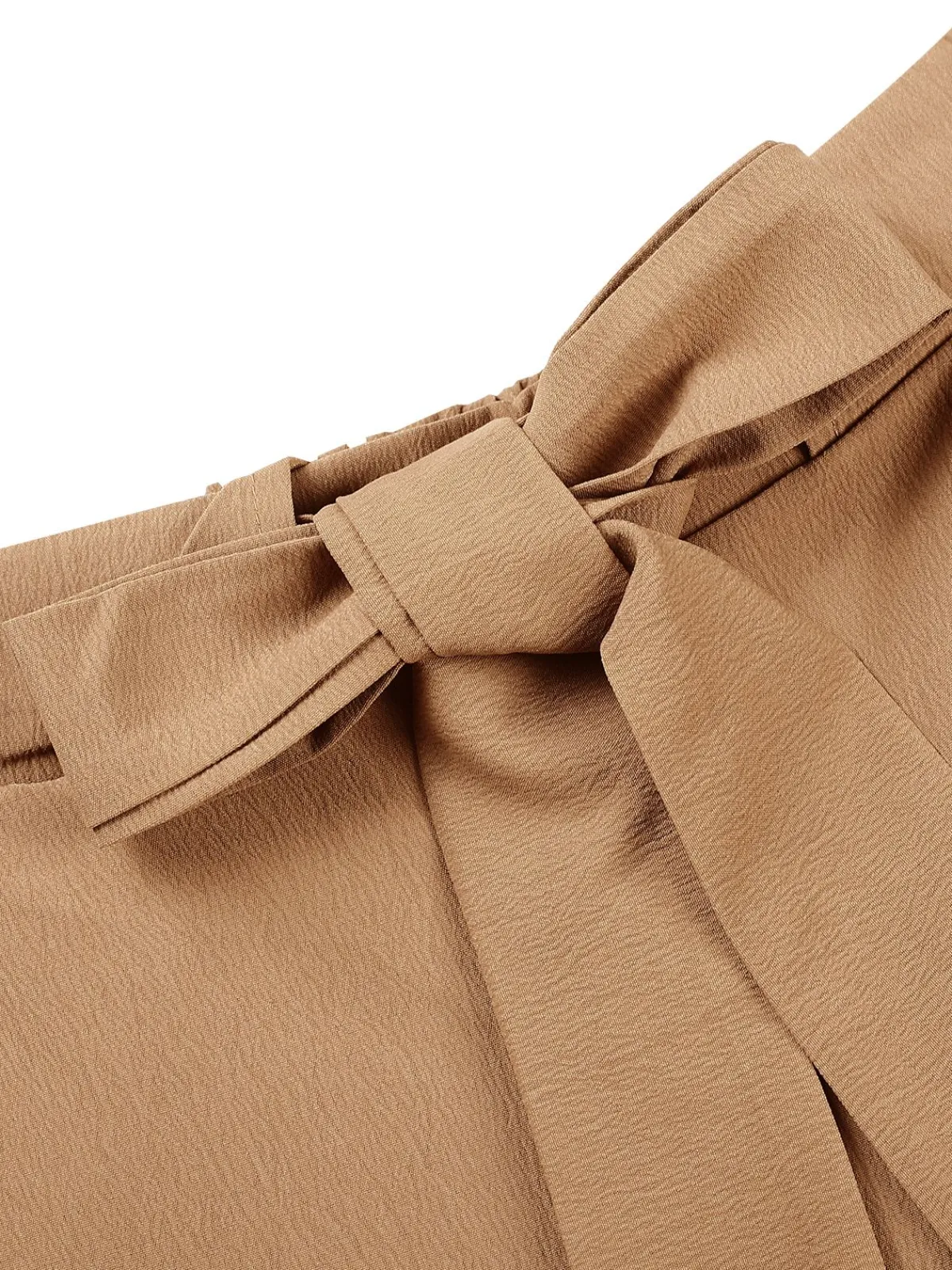 Online Retro Stage 1930s Solid Belt Pants Khaki