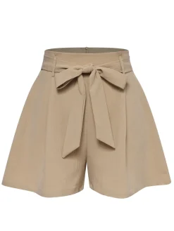Sale Retro Stage 1950s Solid Belted Shorts Khaki