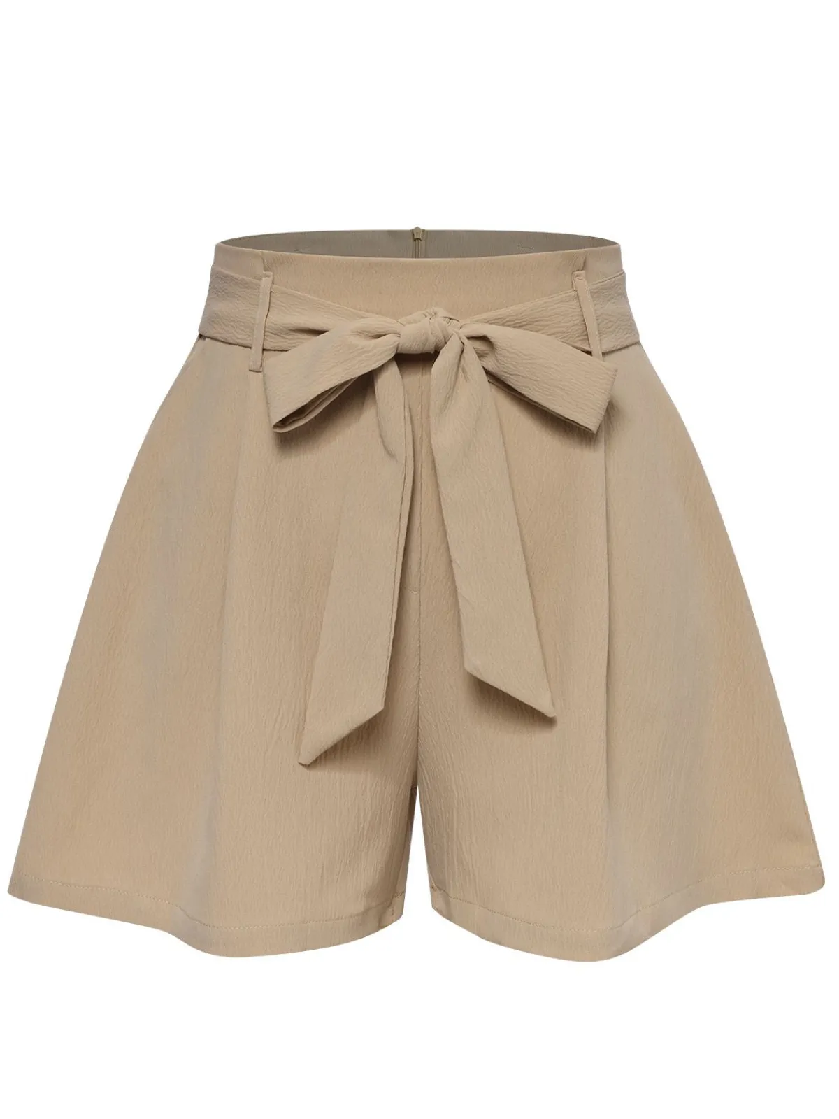 Sale Retro Stage 1950s Solid Belted Shorts Khaki