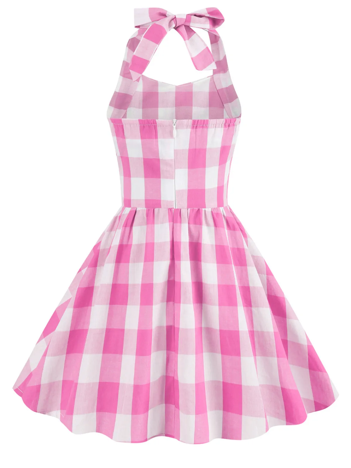 Clearance Retro Stage Kids Party 1950s Plaid Halter Swing Girl's Dress