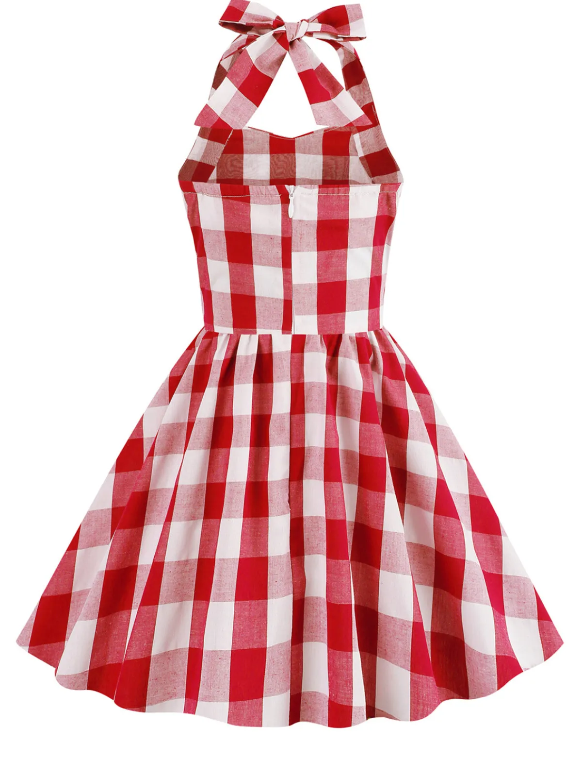 Clearance Retro Stage Kids Party 1950s Plaid Halter Swing Girl's Dress