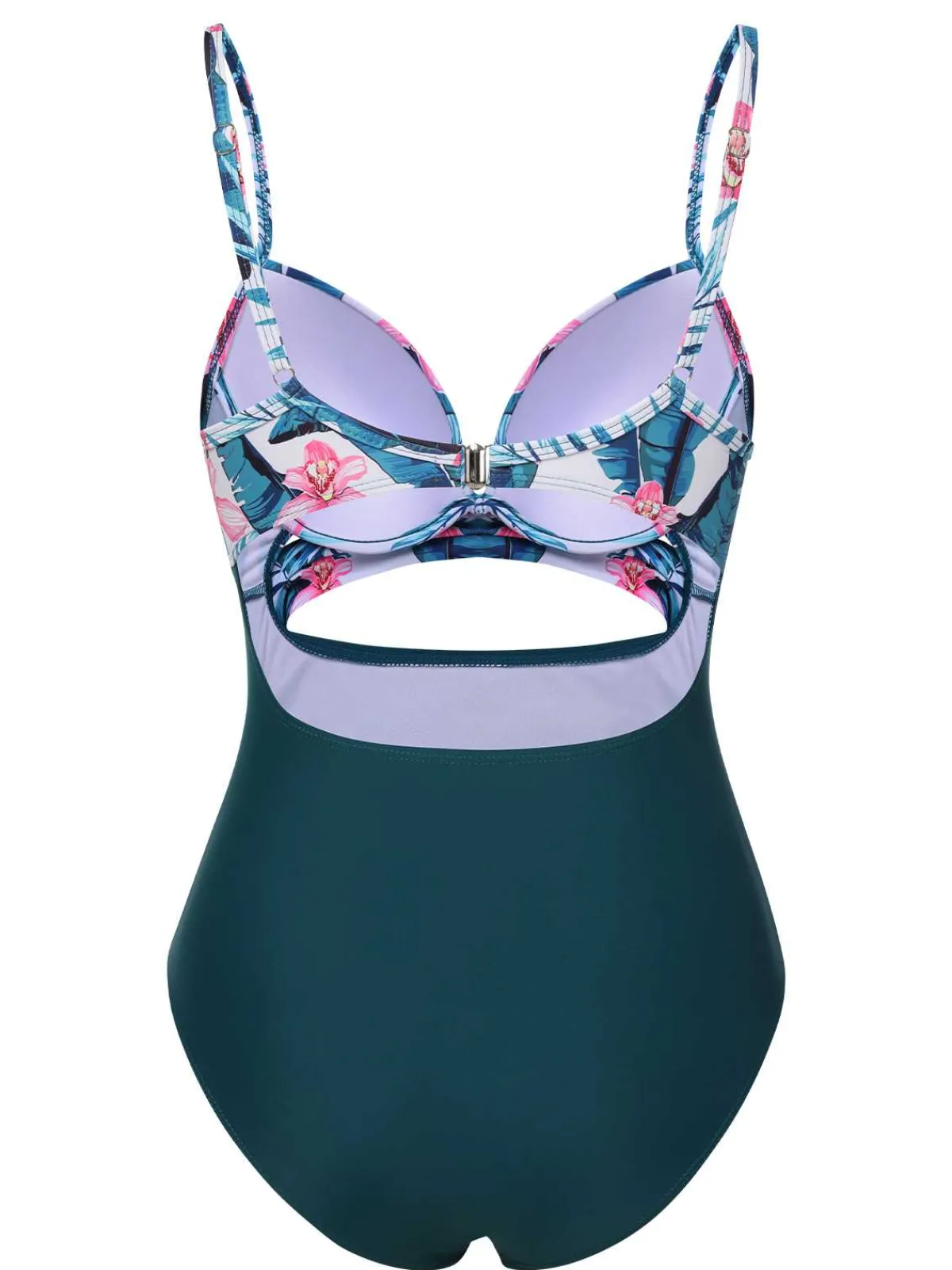 Hot Retro Stage 1930s Spaghetti Strap Floral Swimsuit Lake Green