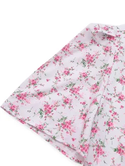 Sale Retro Stage 1940s Ditsy Floral V-Neck Puff Sleeve Dress Lavender