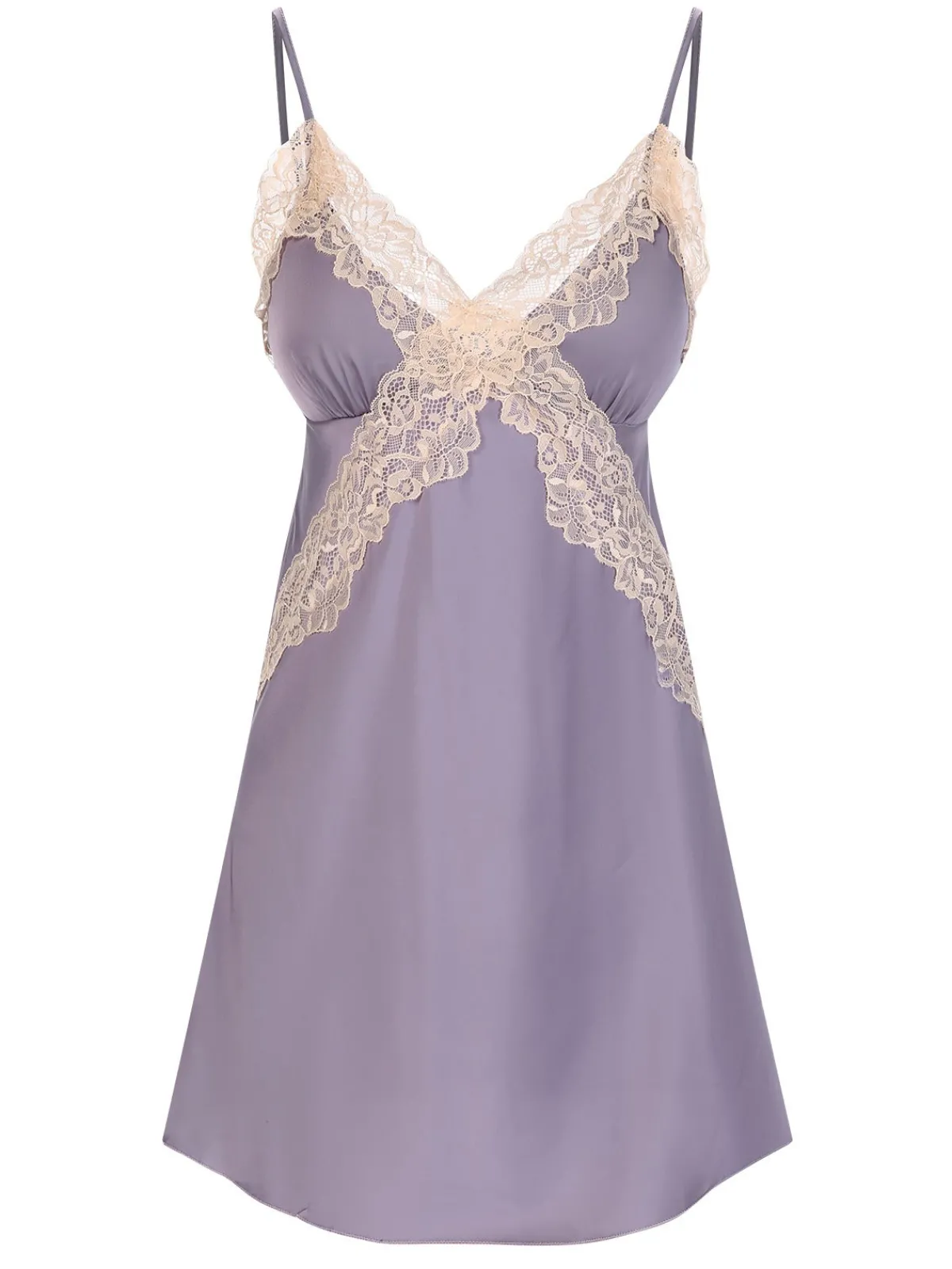 Best Retro Stage 1940s Lace Satin Patchwork Nightgown Lavender