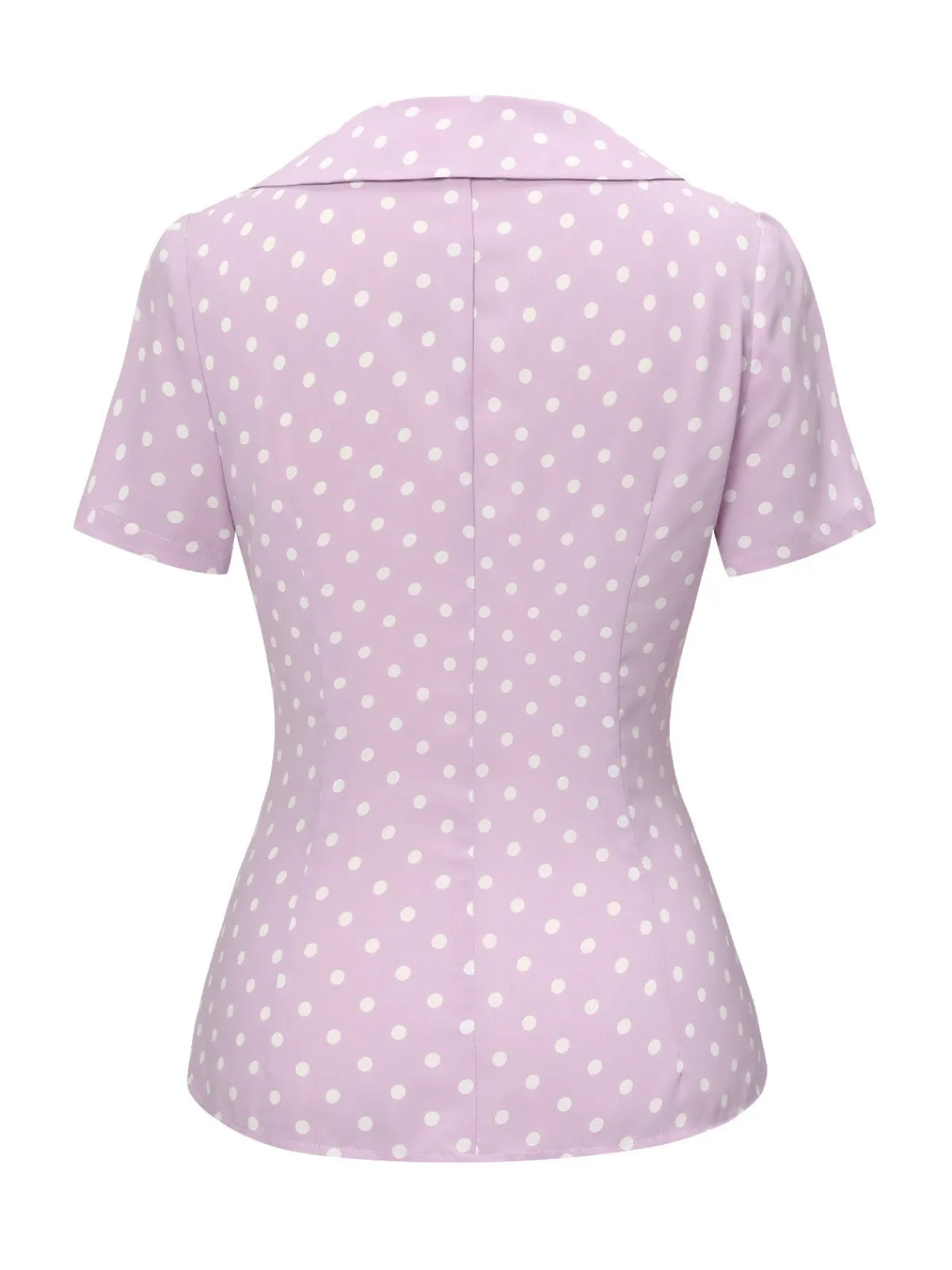Online Retro Stage 1940s Polka Dots Lapel Blouse Lavender