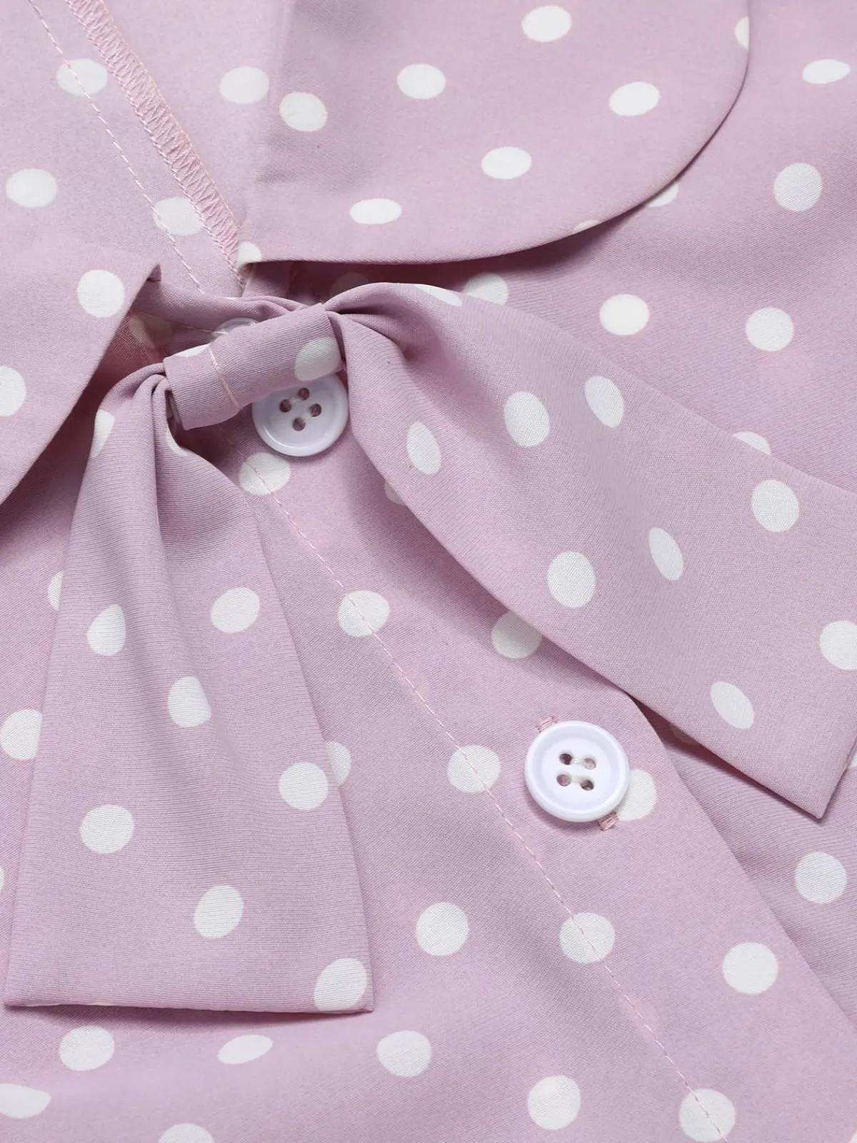 Online Retro Stage 1940s Polka Dots Lapel Blouse Lavender