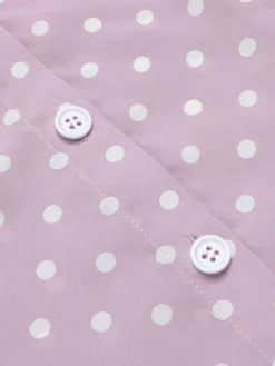 Online Retro Stage 1940s Polka Dots Lapel Blouse Lavender
