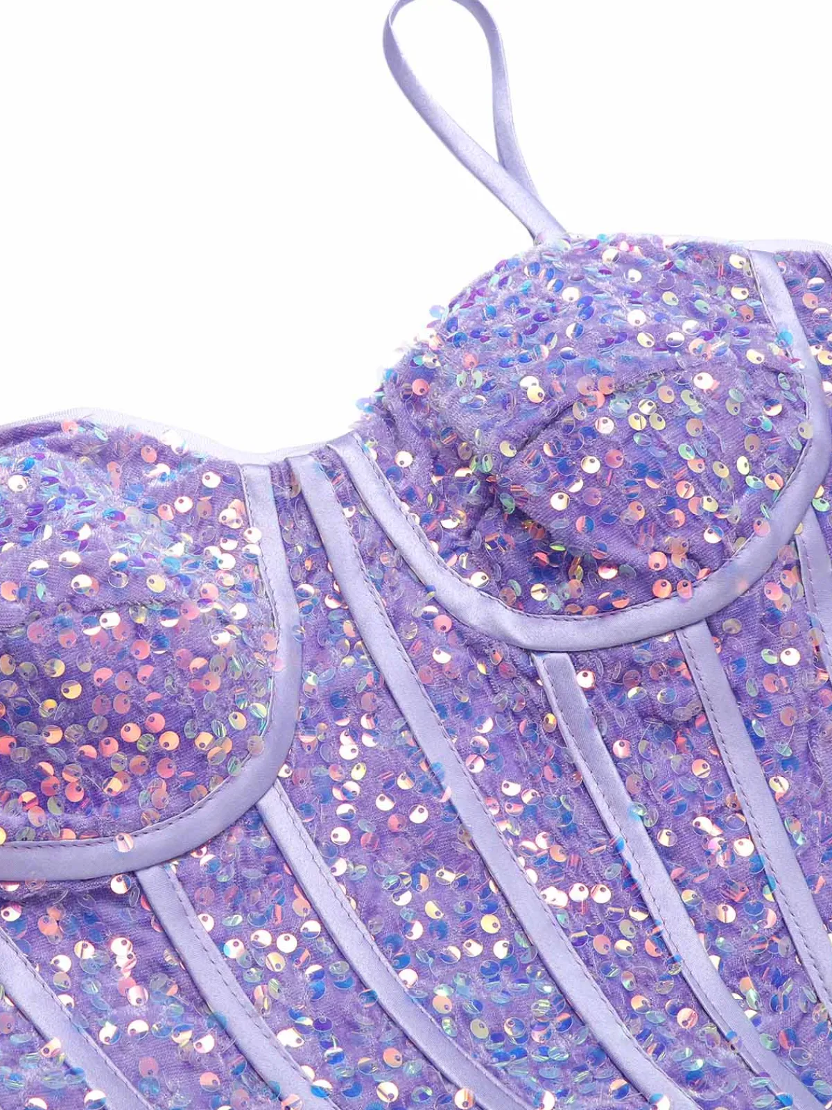 Outlet Retro Stage 1920s Sequined Corset Mermaid Dress Lavender