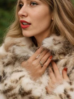 Discount Retro Stage 1940s Imitation Fur Coat With Belt Leopard