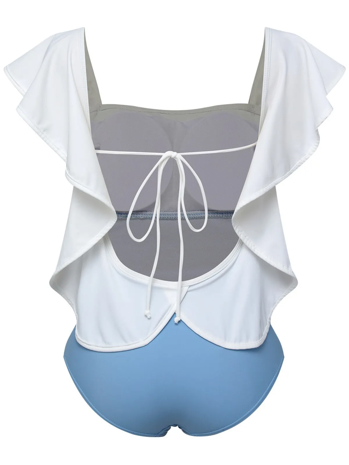 Outlet Retro Stage 1960s Backless One-piece Swimsuit Light Blue