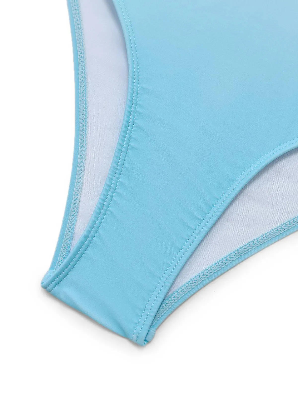 Fashion Retro Stage 1940s Bow Spaghetti Strap One-Piece Swimsuit Light Blue