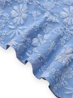 New Retro Stage 1930s Daisy Puff Sleeve Dress Light Blue