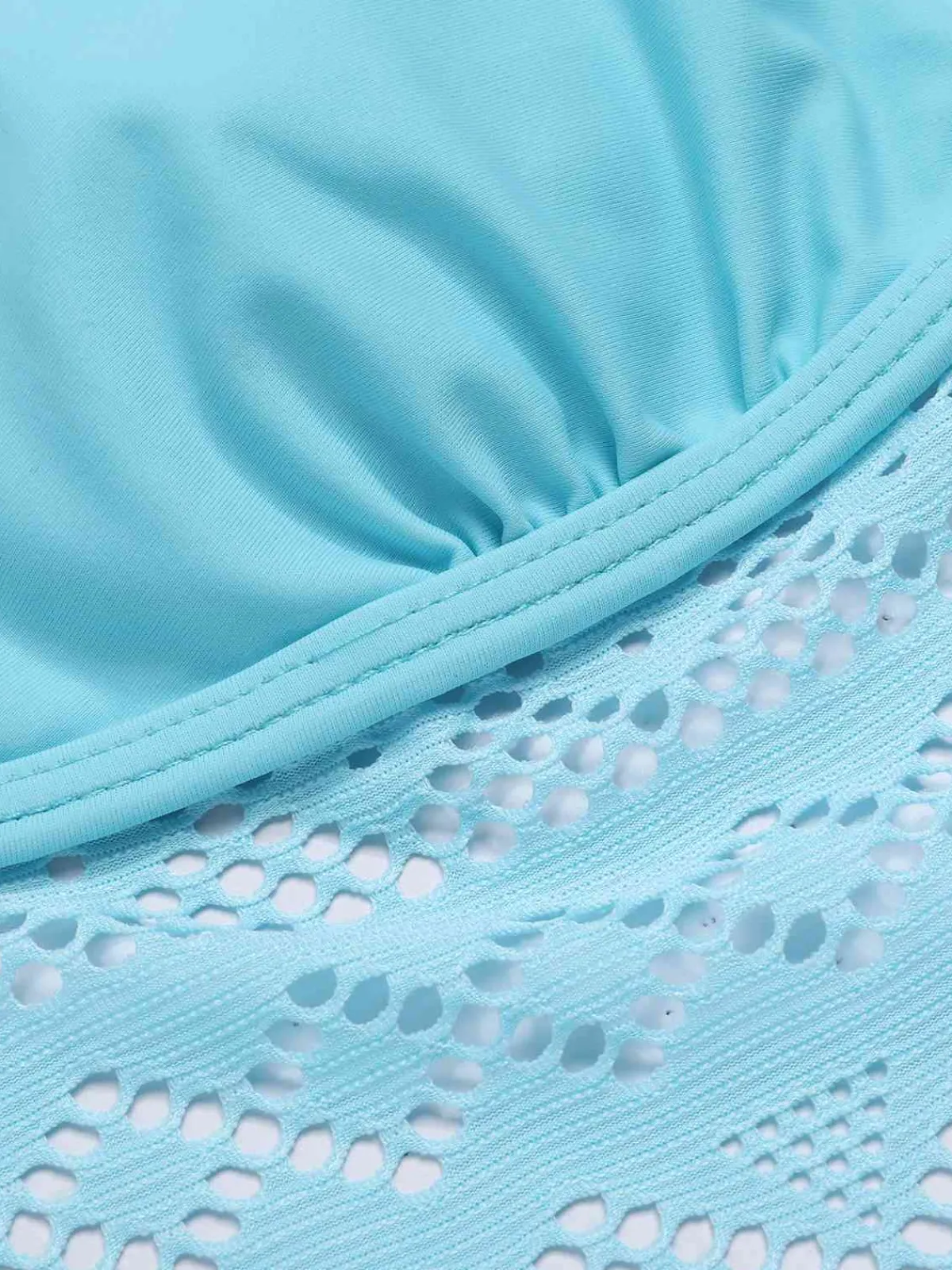 New Retro Stage 1930s Lace Hollow Halter Swimsuit Light Blue