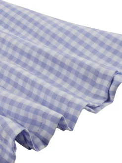 Fashion Retro Stage 1940s Plaid Lapel Sleeveless Dress Light Blue