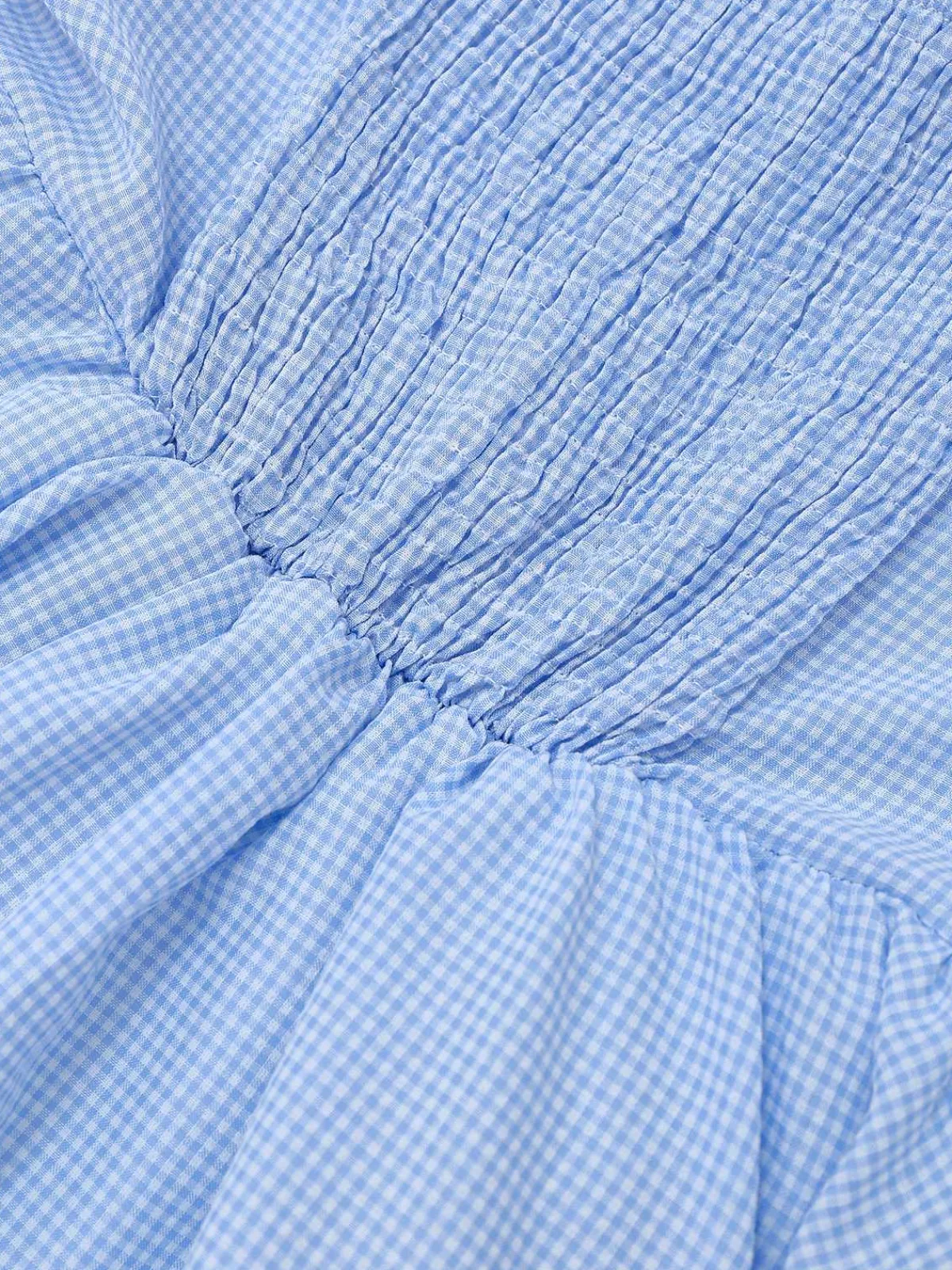 Hot Retro Stage 1950s Slip Gingham Lace Dress Light Blue