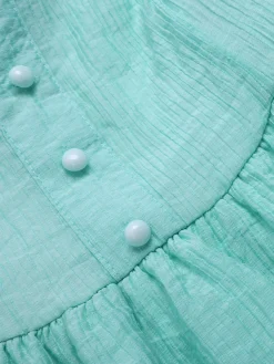 Discount Retro Stage 1960s Solid Layered Hem Chiffon Dress Light Blue