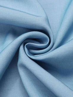 Online Retro Stage 1930s Solid Straps Cotton Dress Light Blue