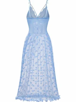 Outlet Retro Stage Light Blue 1930s Strap Lace Heart Nightgown