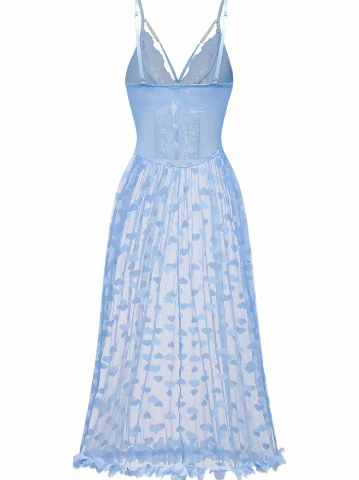 Outlet Retro Stage Light Blue 1930s Strap Lace Heart Nightgown