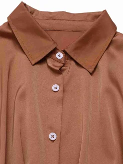 Sale Retro Stage 1930s Solid Belted Jumpsuit Light Brown